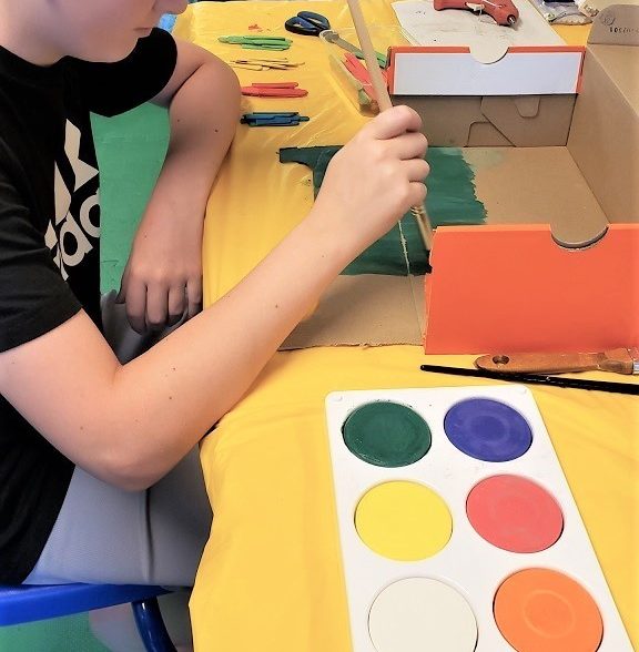 Photo of a child painting